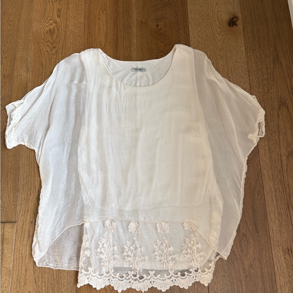 Silk top with Lace Trim camisole
